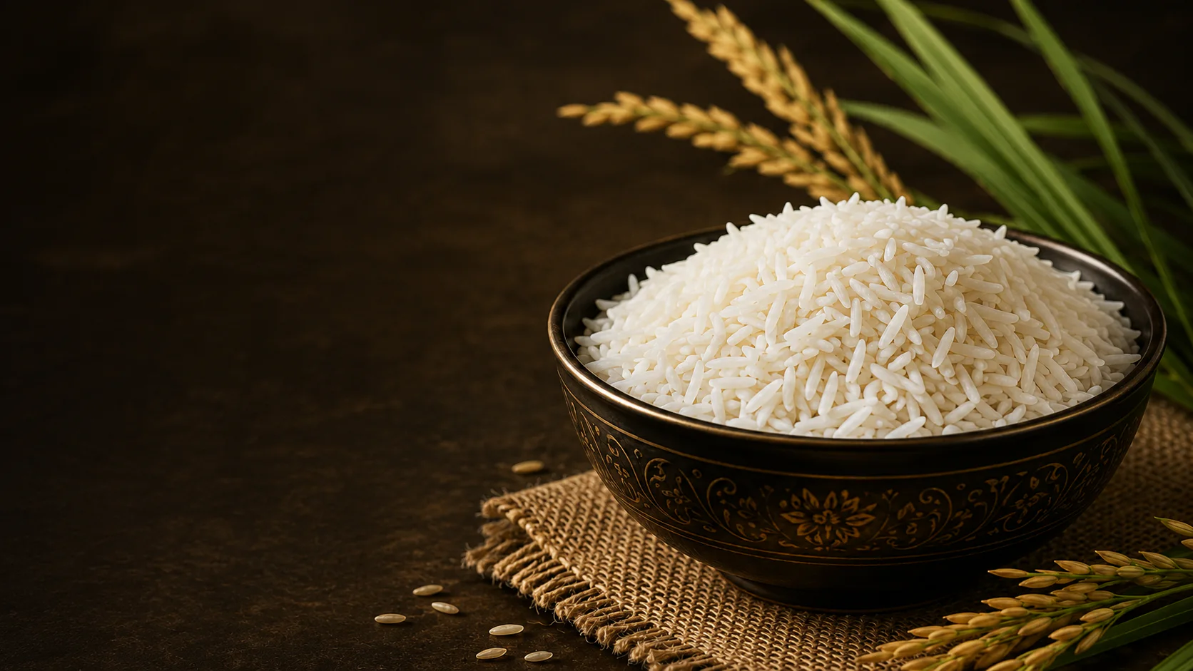 Extra-long Indian basmati rice grains